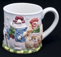 Fitz & Floyd BACON & EGG Pig Chicken Sculpted Coffee Mug 1987